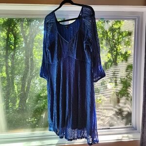 Torrid size 2 blue lace dress with lace sleeves